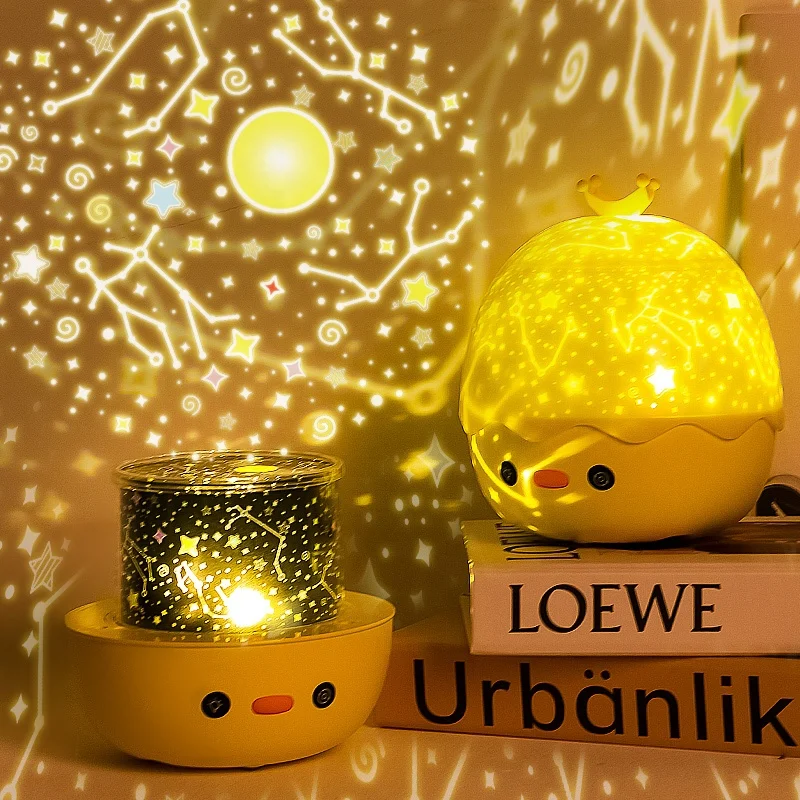 Colorlife Bluelight Hot Sales Music Remote Control Crown Duck Star Projector Night Light with Six Films
