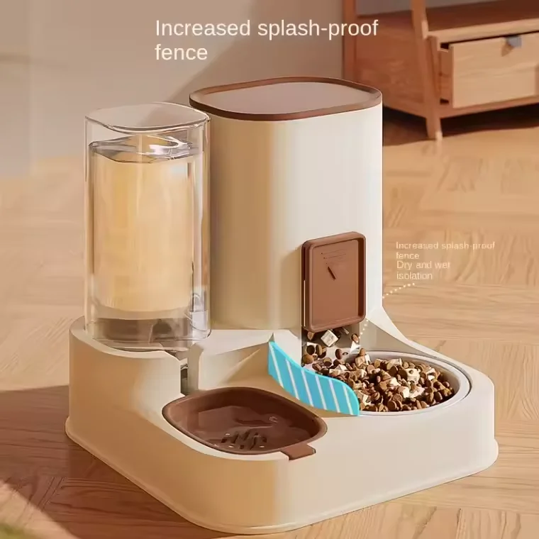 OKKPETS Hot Selling 2 In 1 Large Capacity Pet Plastic Feeding Watering Bowl Cat Automatic Feeder Cat Plastic Feeding Bowl