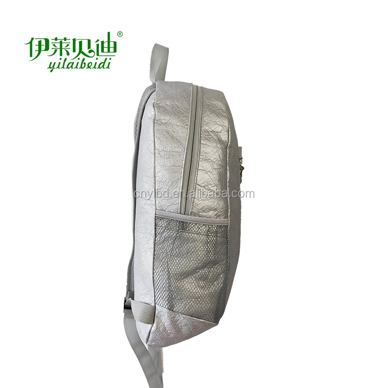 Silver Black Eco-friendly Waterproof Tyvek Foldable Backpack Lightweight Reusable Tyvek Folding Backpack Anti-tear Anti-wrinkl