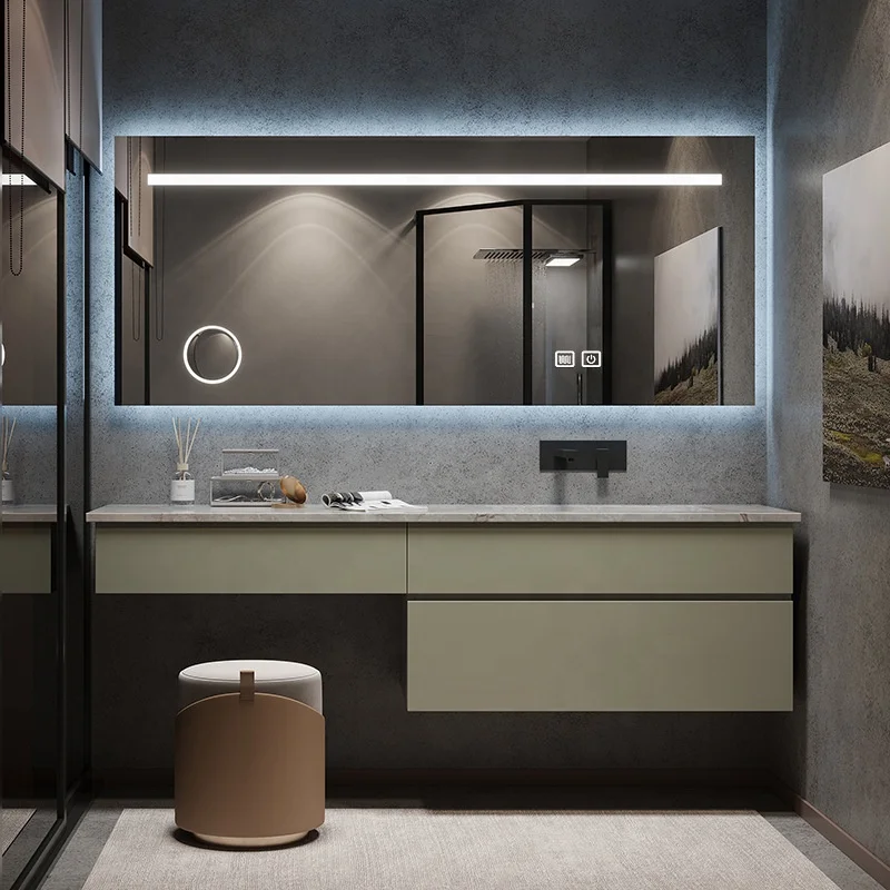 Light luxury Slate One Basin Bathroom Cabinet Combination Modern Minimalist Bathroom Washbasin Hand Wash Basin Dresser
