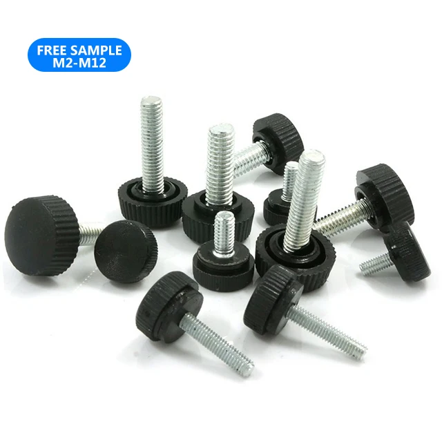 Plastic Pp Knurled Thumb Screw Hand Screw Plastic Nylon Head Thumb Screw Oem Odm Metric Round Head Black Free ISO ZINC Plated