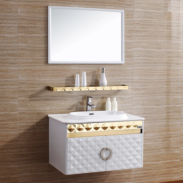 High End Luxury Pedestal Sink Bathroom Vanities Modern Marble Wall Hanging Bathroom Vanity Cabinet