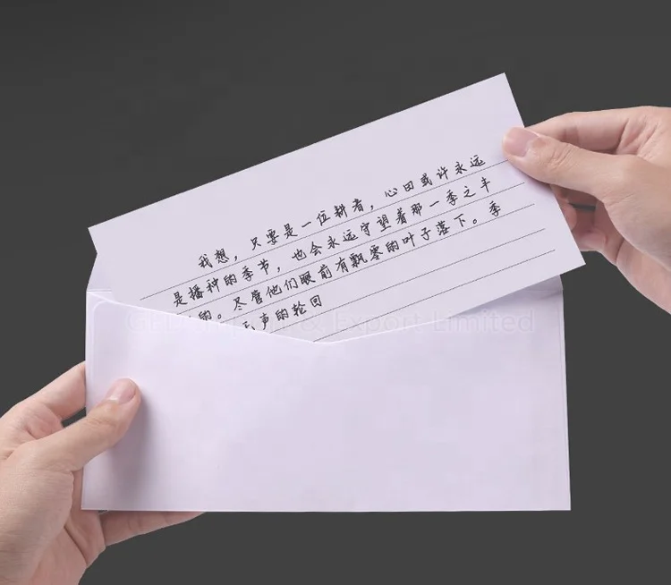 Гуанчжоу 9*12 дюймов белый конверт с уплотнением Заказная 140gsm бумажная открытка буквенным принтом бесплатным дизайном для дома бизнеса школы офиса