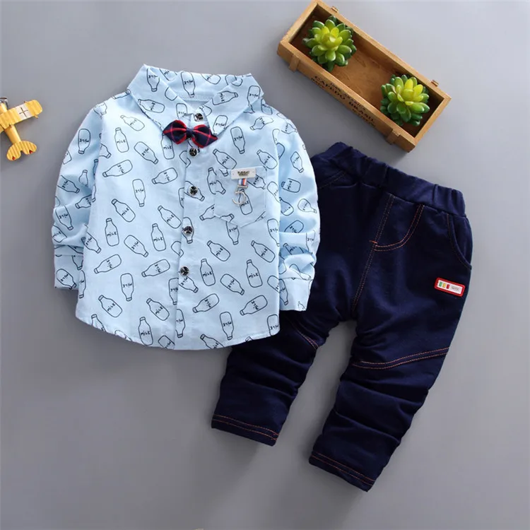 Children Boutique Clothes Set Toddler Boys Clothing Long Sleeve Shirt and Jeans Kids Sets