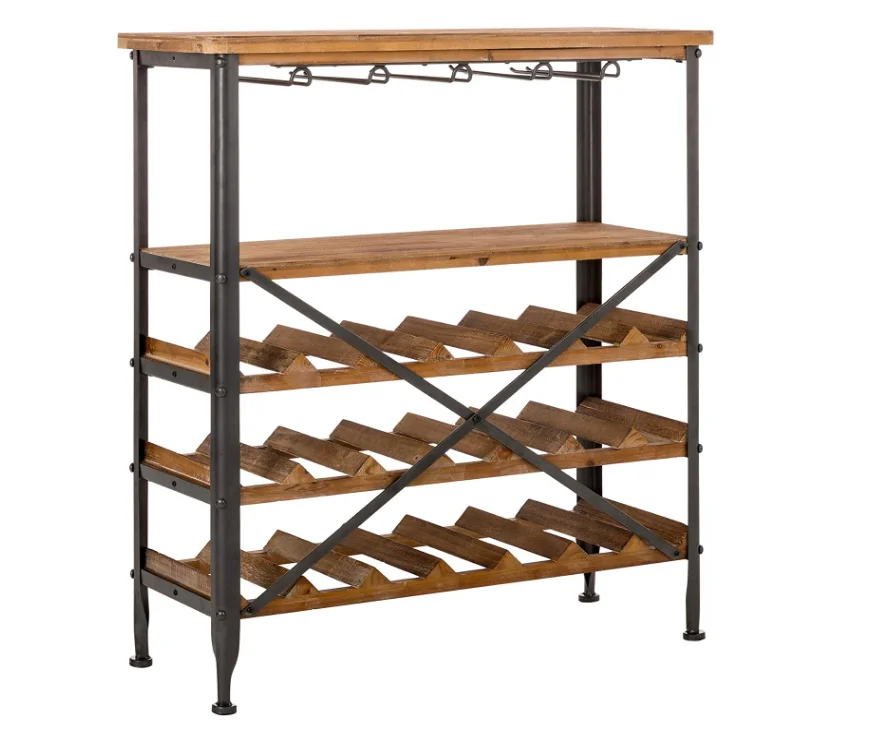 Wooden wine rack 5-layer free vertical wine storage rack wine rack metal