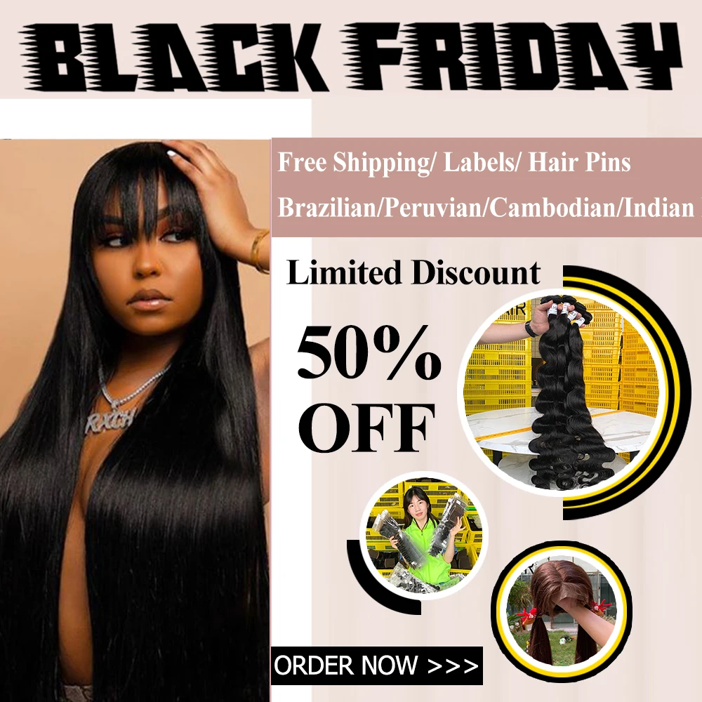 
180% Density Brazilian Straight Human Hair Wigs With Bangs Remy Full Machine Made Human Hair Wigs For Women 10-50Inch Fringe Wig 