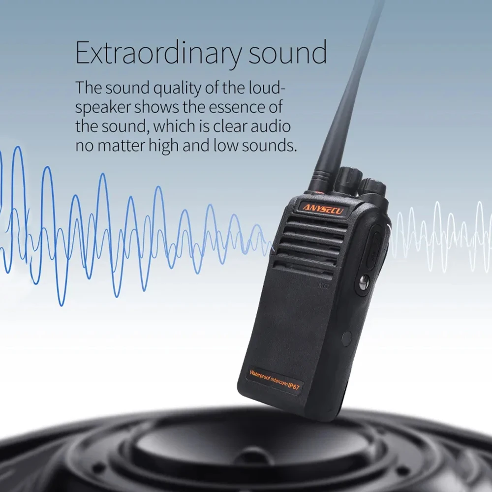 Anysecu IP67 Waterproof Analog Walkie Talkie WP-67 UHF 400-470MHz with Desktop Charger 16 Channels Water-proof WP67
