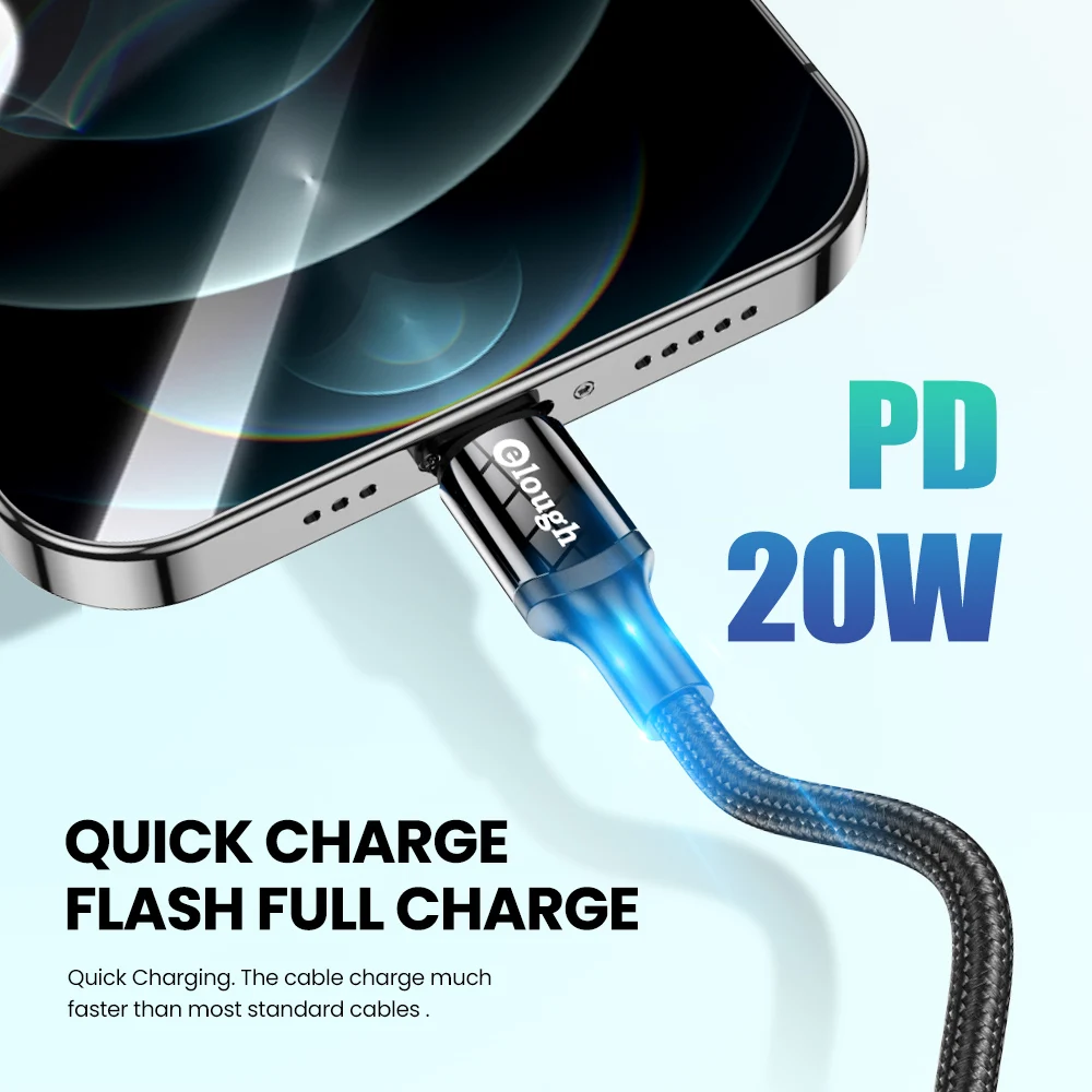 Wholesale Price Nylon Braided 20w 2.4A Type C to Iphone Fast Charging PD Data Cable for Iphone12 13 12 Pro Max