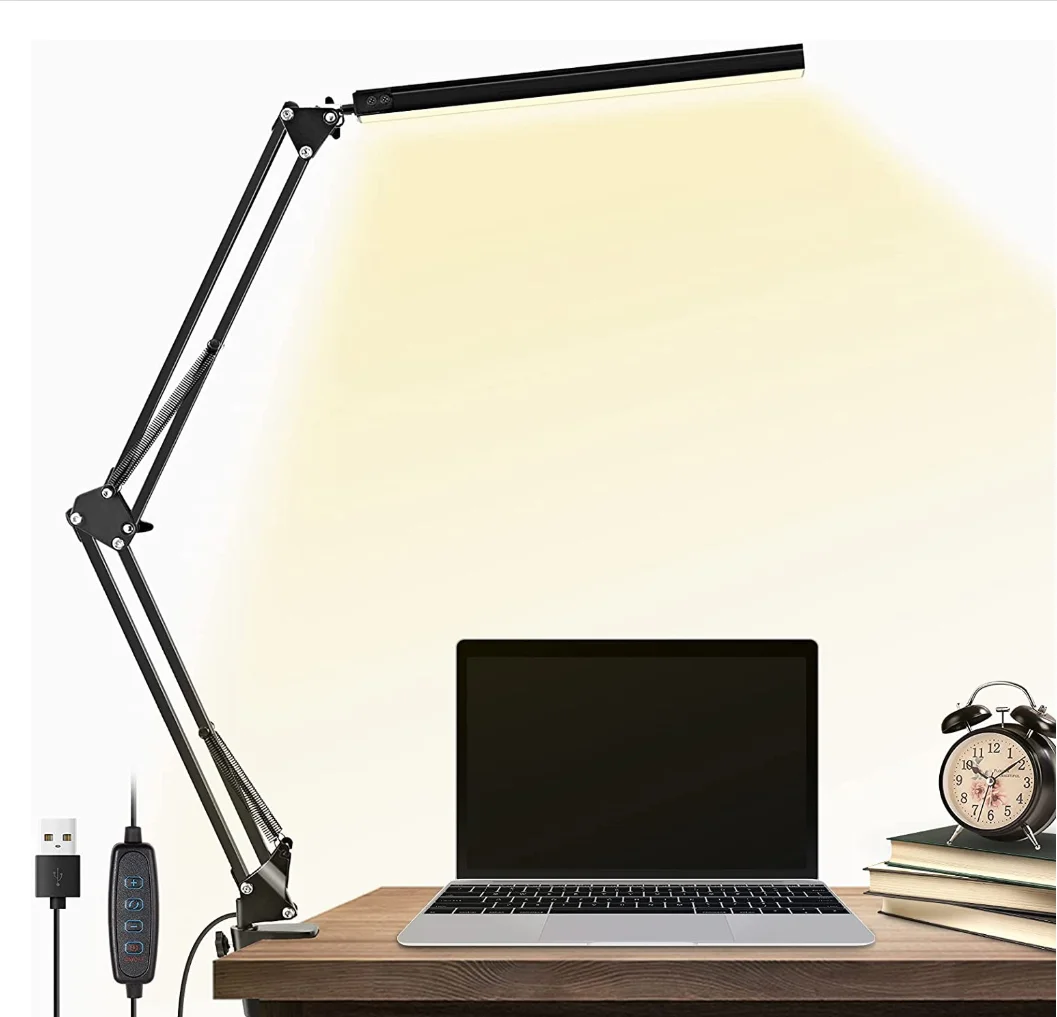 popular Swing Arm Lamp New Led Metal Clip Table desk Lamp Dimmable Bedroom Reading with Usb Plug-In Desk Lamp