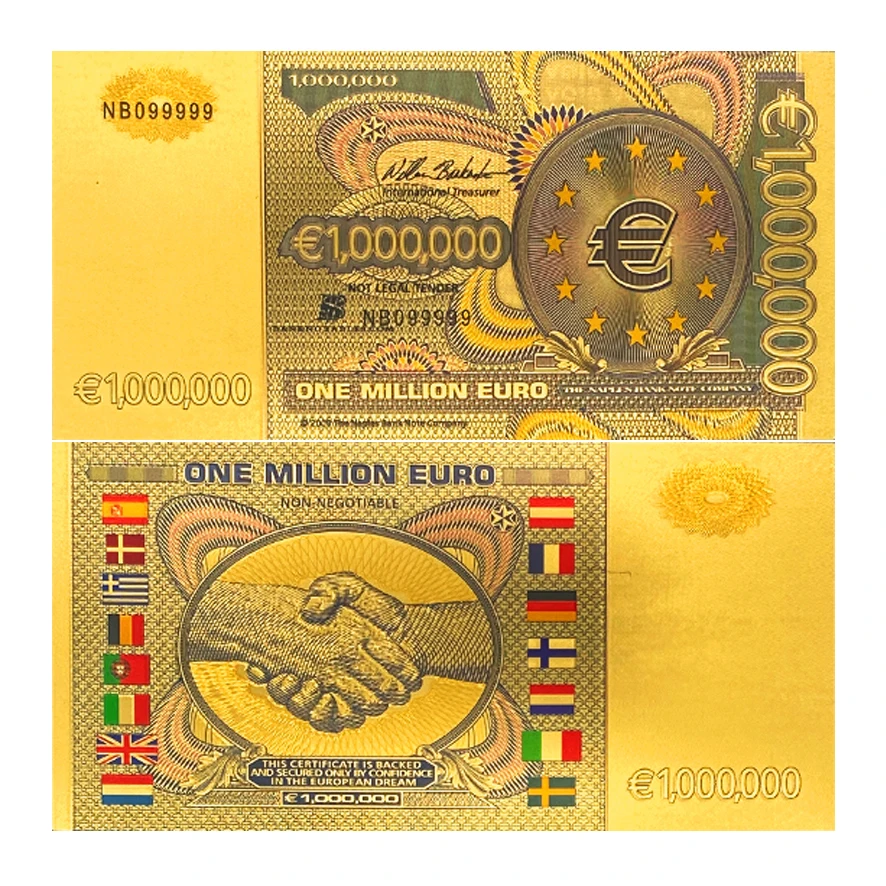 Готовый запас Европейская карта 1 миллион евро 24k позолоченная Банкнота с индивидуальным дизайном