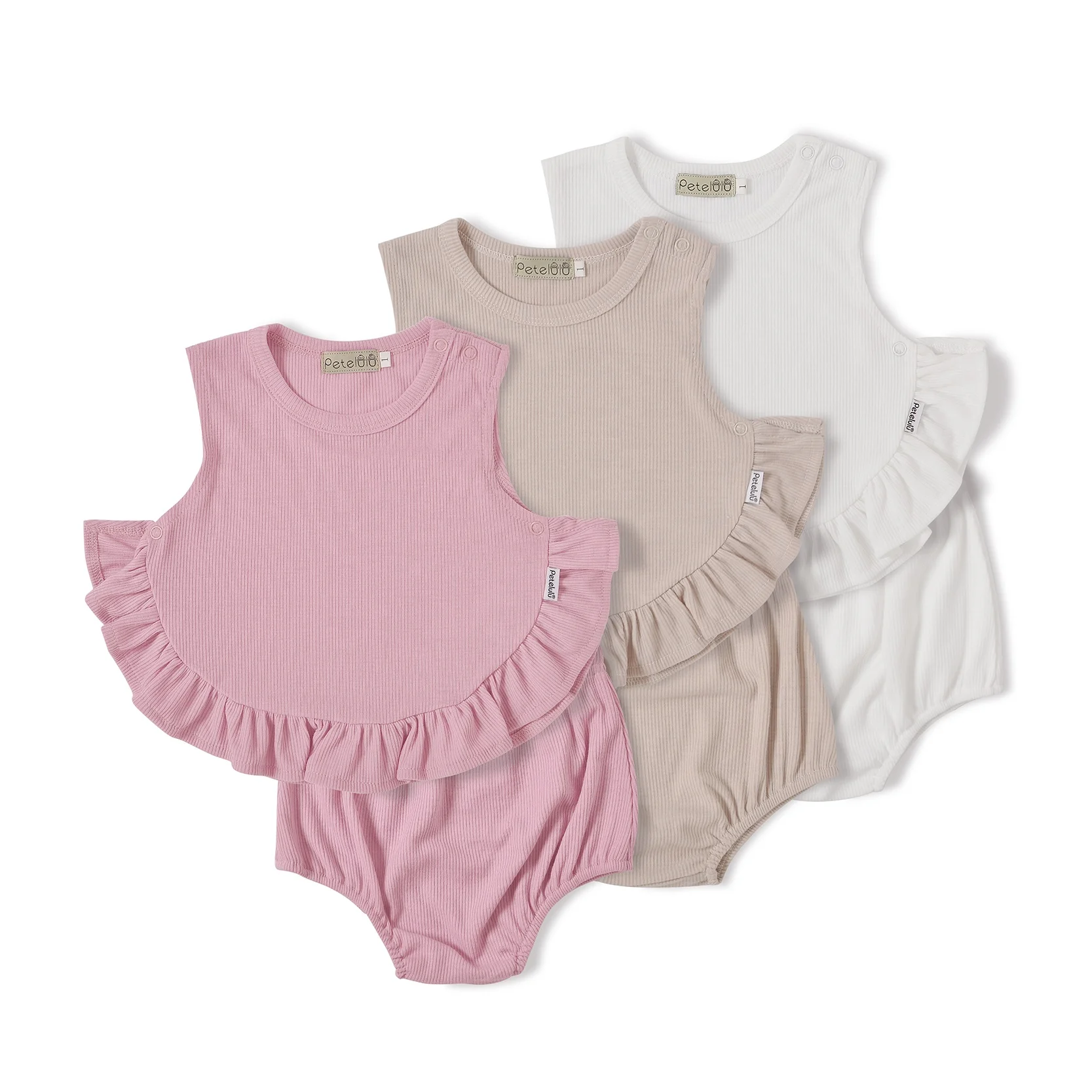 Guangzhou Petelulu Toddler Girl Clothes Casual Infants Girls Clothing Ruffle Ribbed Kids Sets Two Piece Weekly Deals