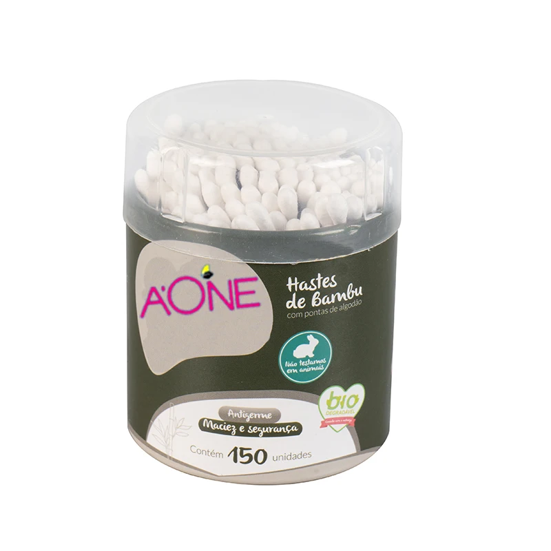 Custom Logo Q Tips Round Box Paper Barrel Cotton sticks,150pcs bamboo stick Cotton Buds