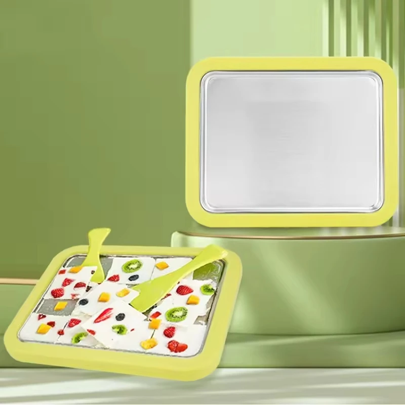 hot sale Unplugged Instant Ice Cream Maker Pan And Scraper With Material Of Food Grade Cold Sweet Fried Food Plate