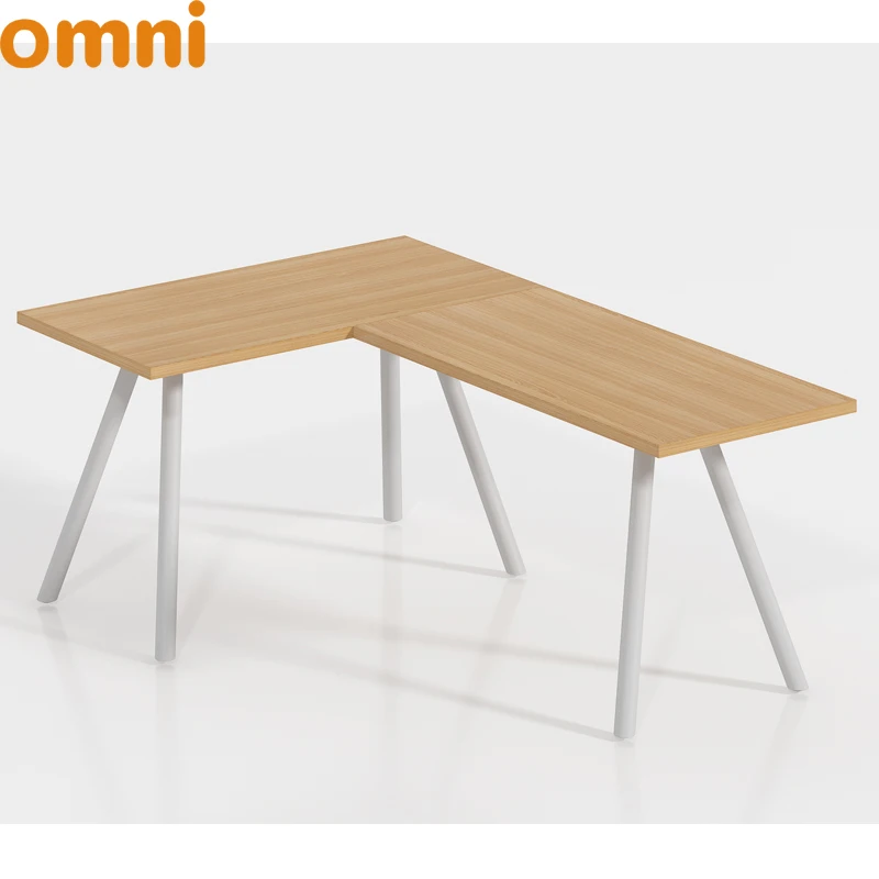 Cheap Modern Simple wind metal frame office furniture desk executive L shaped office desk