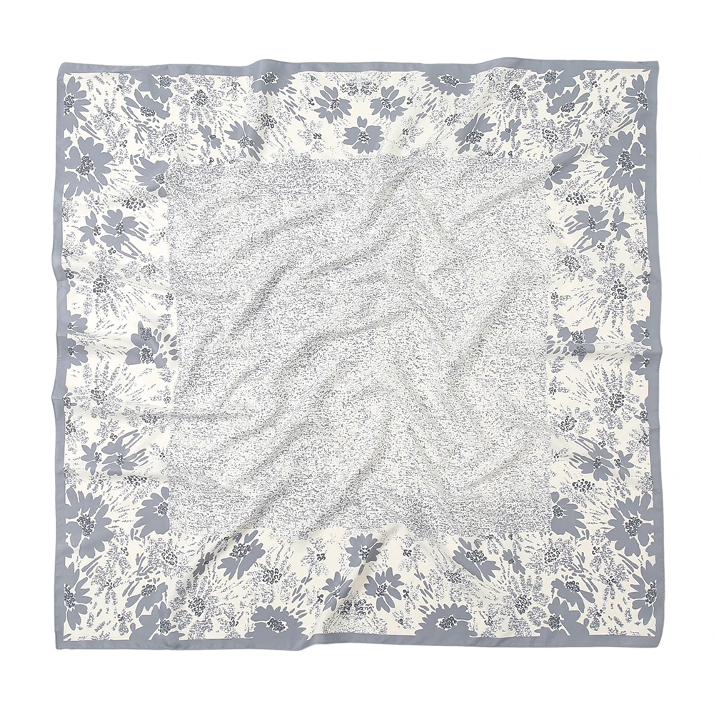 Hot Sale Muslim Women Fancy Hairband Printed Flower Slant Stripe Bandana Satin Silk Square Scarf Shawls