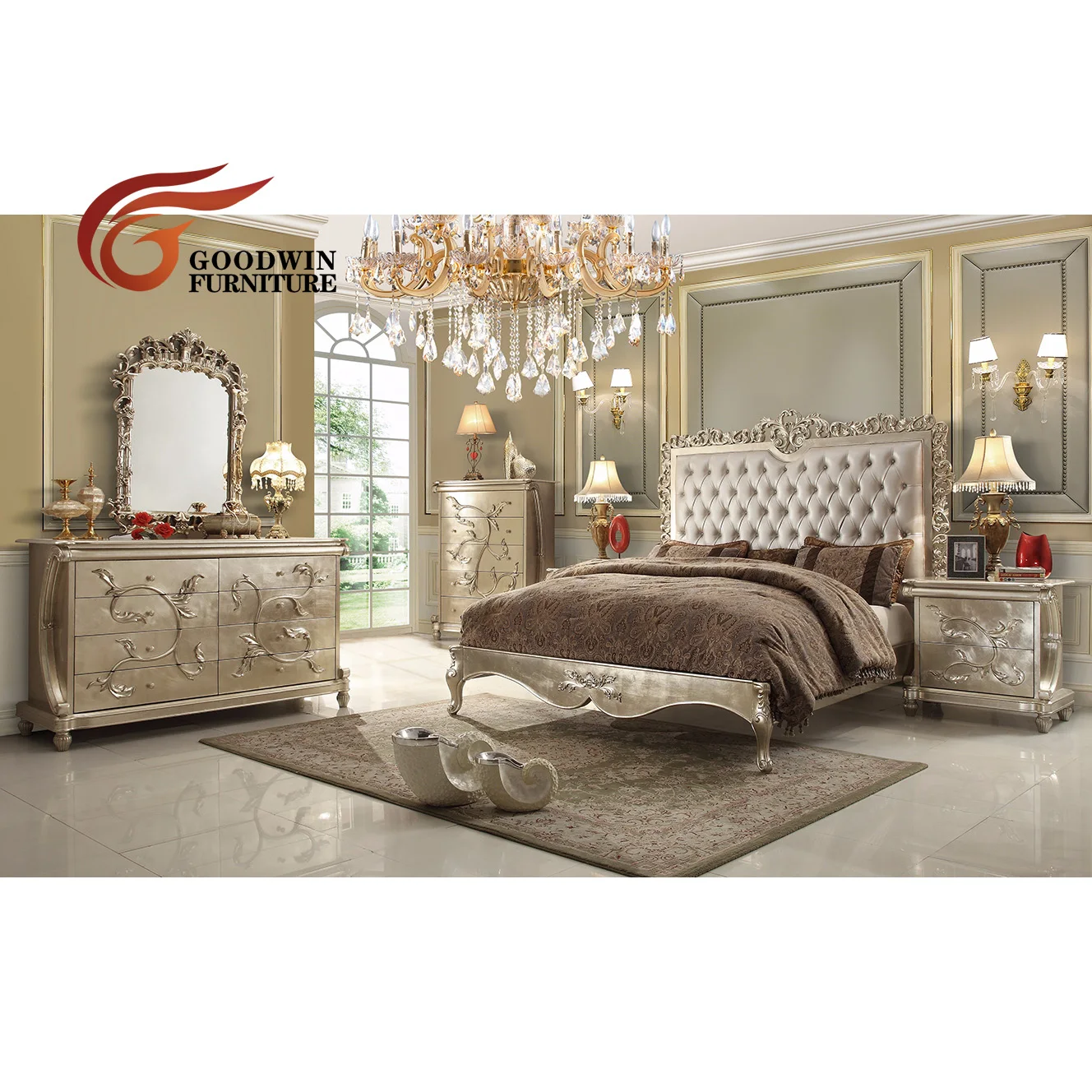 Goodwin Classic Luxury Style Solid Wood Bedroom Furniture Bed Room Set TM22B
