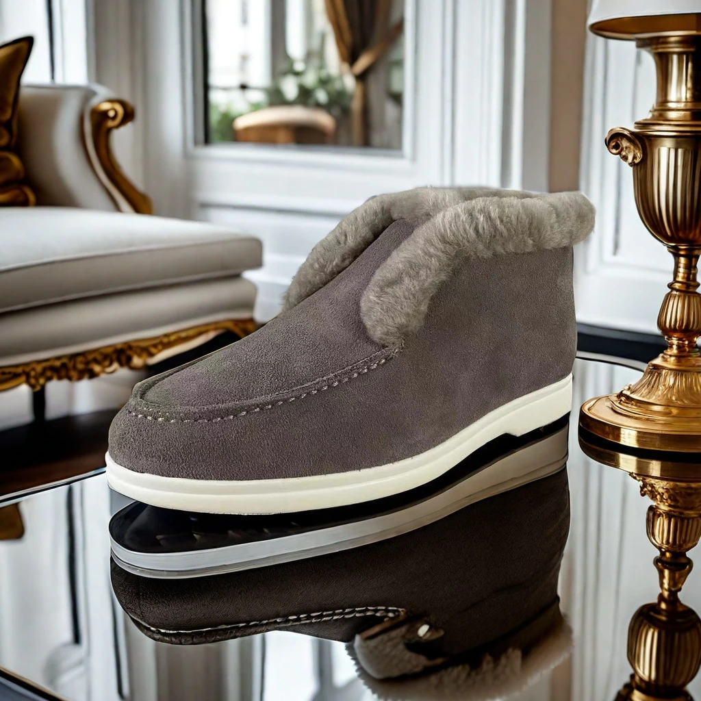 Plus size Men Women Winter loafers fur boots Shoes Cow Suede Genuine Leather unisex flat casual Chaussure Customize logo factory