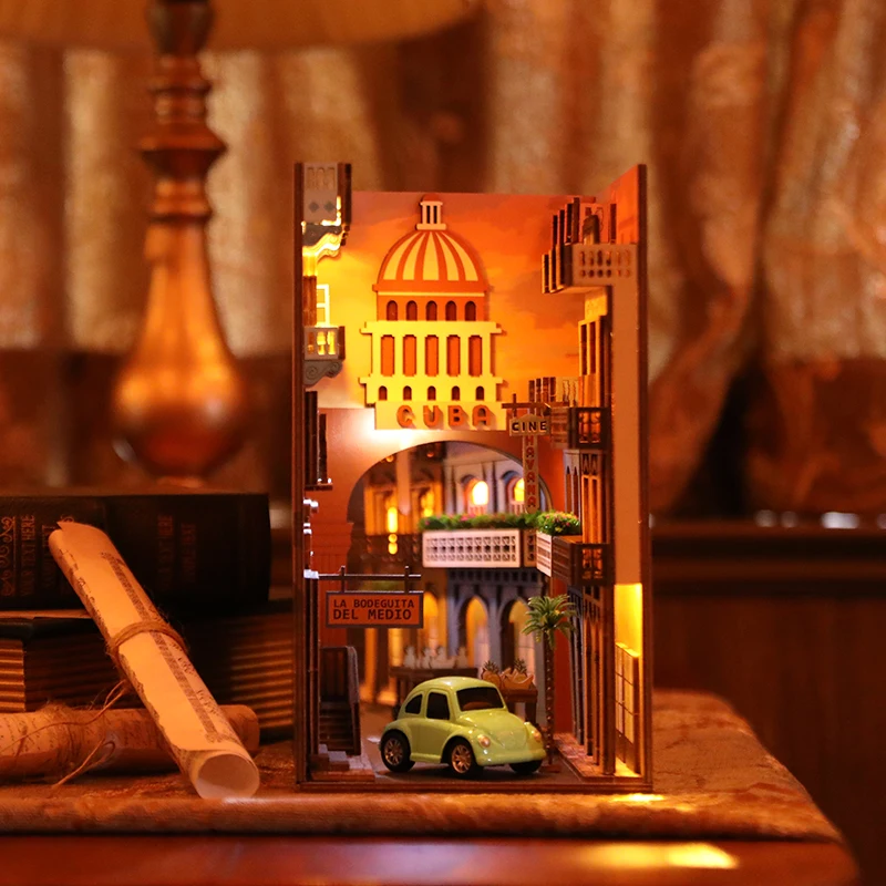 Havana Stroll Diy Diorama 3d Puzzle Wood Craft Book Nook Christmas Gift For Girls