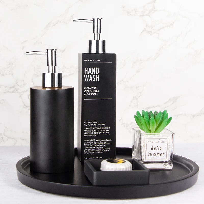 Matte Black Body Lotion Containers Luxury Soap Dispenser Resin Marble Liquid Dispenser