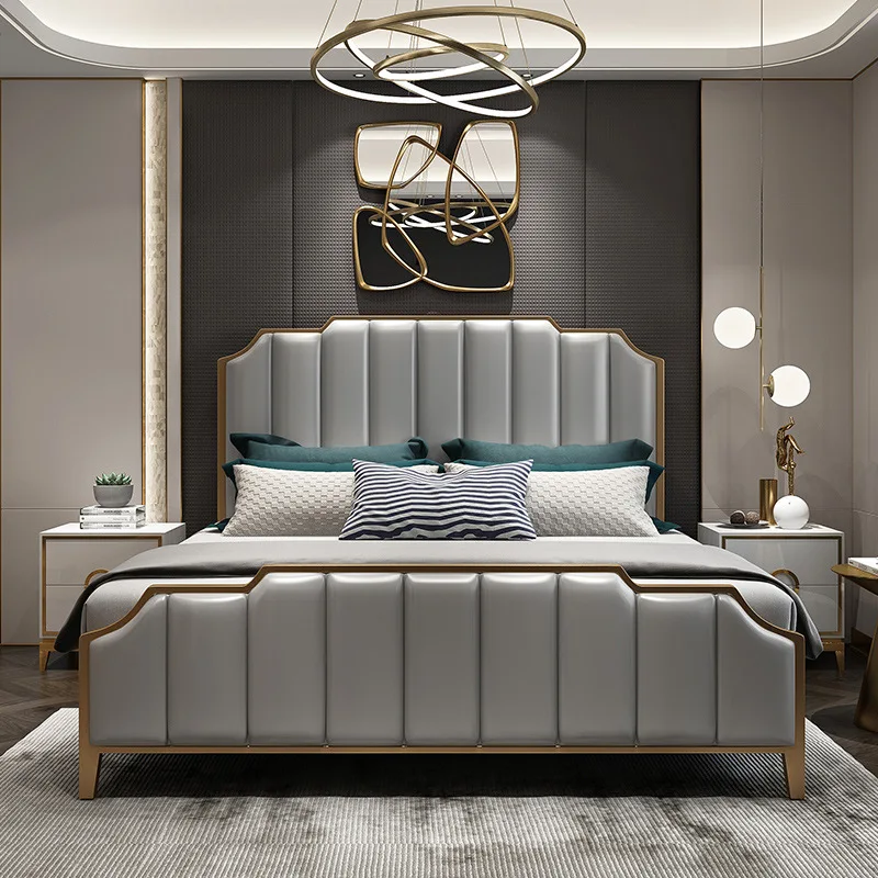 2021 Newest design bedding set titanium stainless steel modern double bed frame