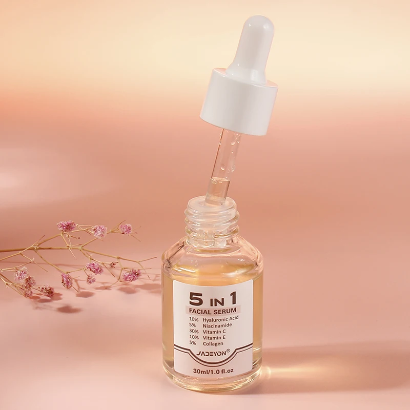 OEM/ODM 5-in-1 Serum Anti-Aging Collagen Repair and Brightening Shrink Pore Skin Care Essence with Ascorbic Acid Vitamin C