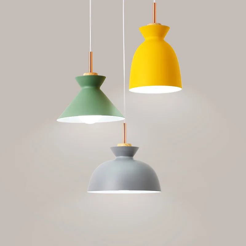 Bright yellow bedroom bedside chandelier fashionable multi-head macaron color matching restaurant bar pendant light