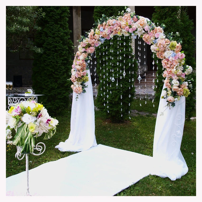 O-X5872 High quality wedding table centerpieces decoration event party stage flower arch decoration silk withe flower runner