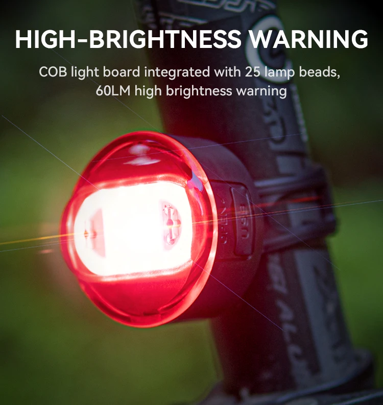 USB Rechargeable Safety Red COB Taillight Waterproof Road Cycling Lights Bike Rear Light