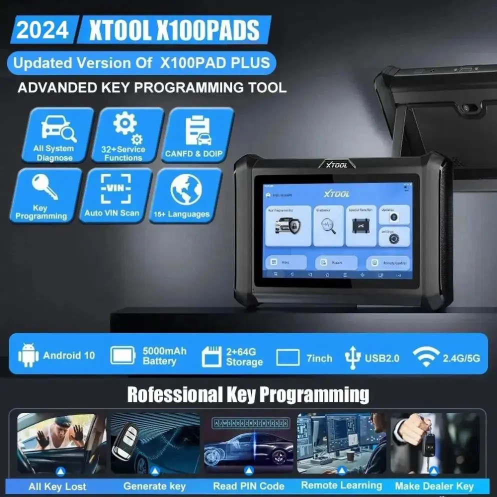 Новейший XTOOL X100 колодки для всех систем диагностики автомобильного IMMO/ключа программирования авто VIN Встроенная CAN FD DOIP 23 + служба сброса