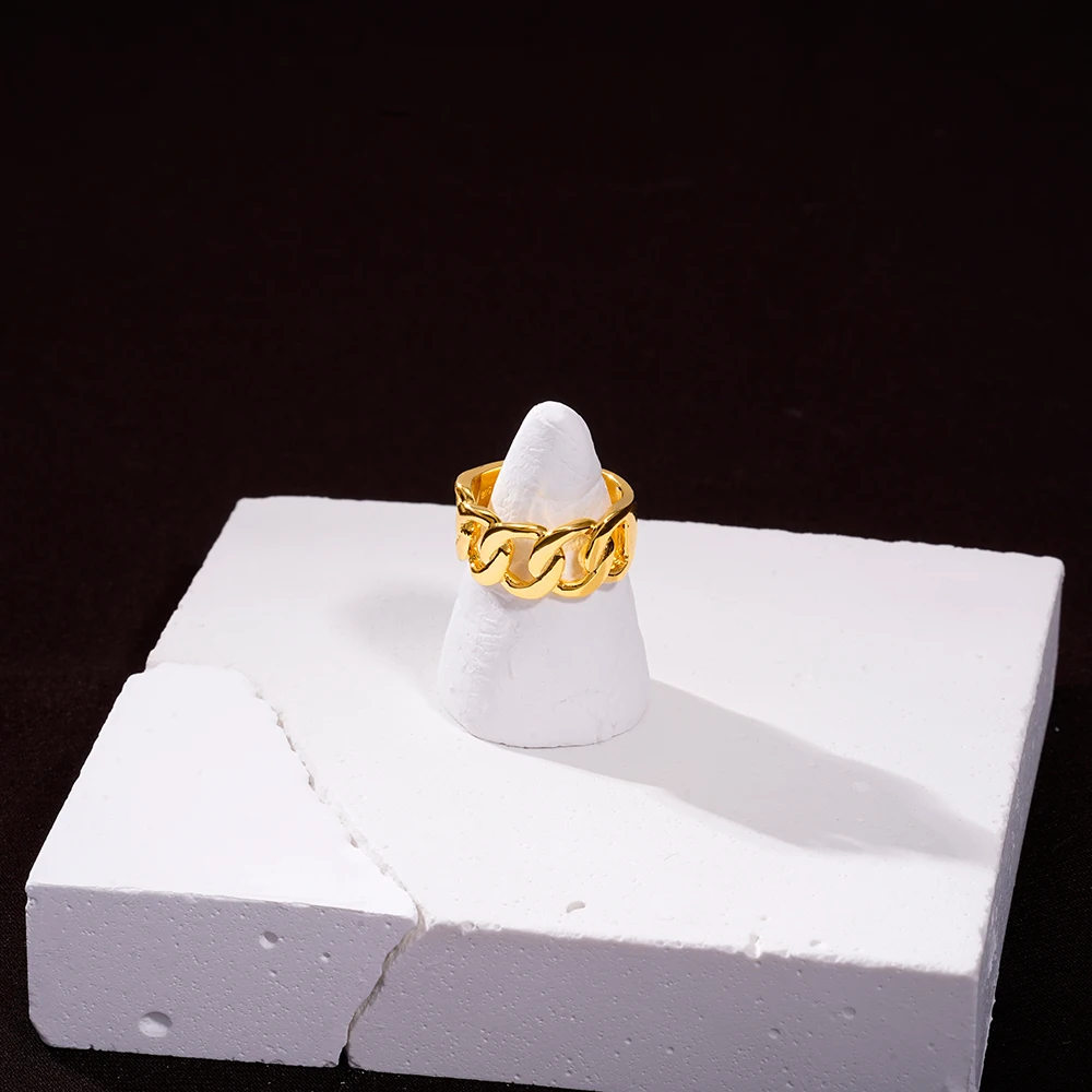 Alibaba Golden China Supplier 925 Sterling Silver 18k Gold Plated Jewelry Big Chunky Chain Adjustable Open Rings For 2022 Women