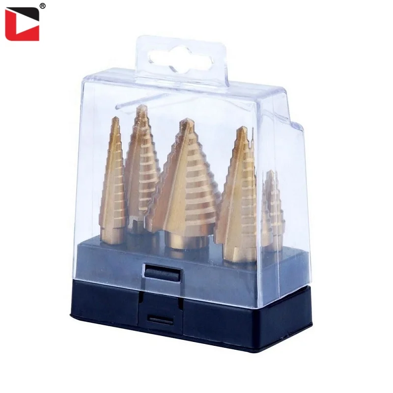 5pcs Hss multiple hole 50 sizes high speed steel titanium coated step drill bit set