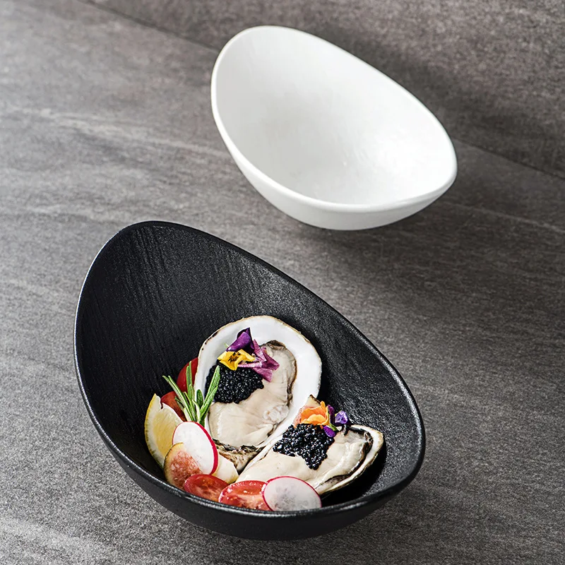 Frosted Wedding Plate Ceramic Dishes Restaurant Horeca Dinnerware Sets porcelain Fish Japandi Tray Matte White Stone Pattern