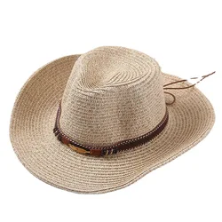 Соломенная шляпа для улицы, дышащий солнцезащитный козырек, складная мужская летняя Панама от солнца, корейский дорожный тренд, бумажная соломенная ковбойская шляпа