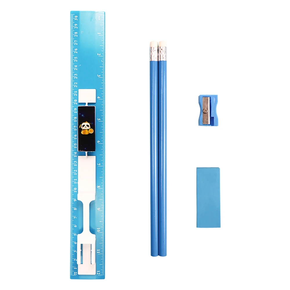 5 Piece Stationery Set Children Birthday Gift Cute Kawaii Set Items Ruler Rubber Pencil Sharpener Set