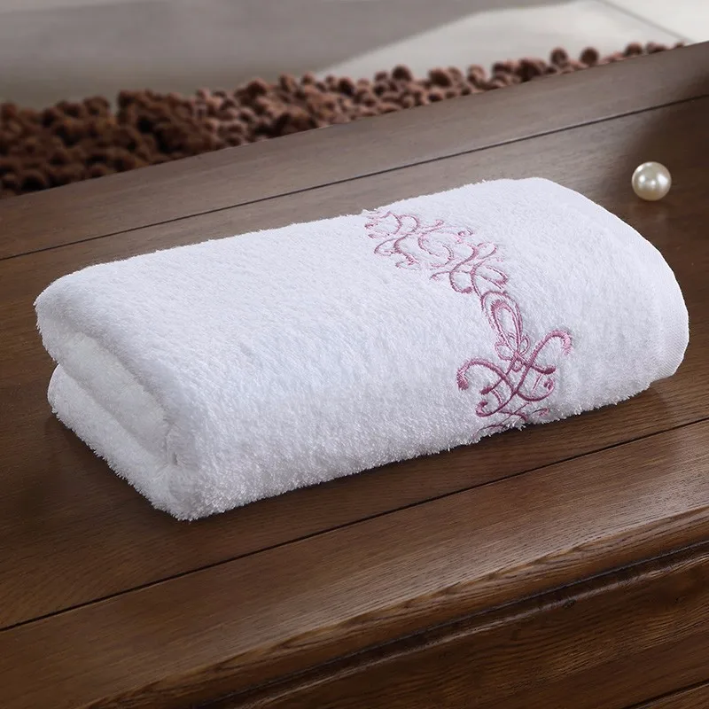 Wholesale custom Embroidery Logo 100% Cotton plain White Hand Towels for hote spa