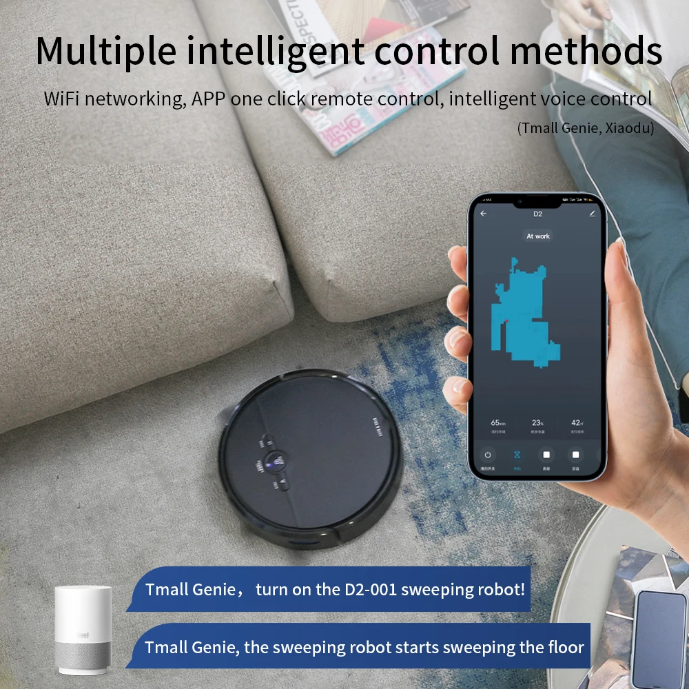 Robot Vacuum Cleaner with  APP Voice Remote Control Automatic Self-Charging Scheduled Cleaning Ideal for Pet Hair Hard Floor