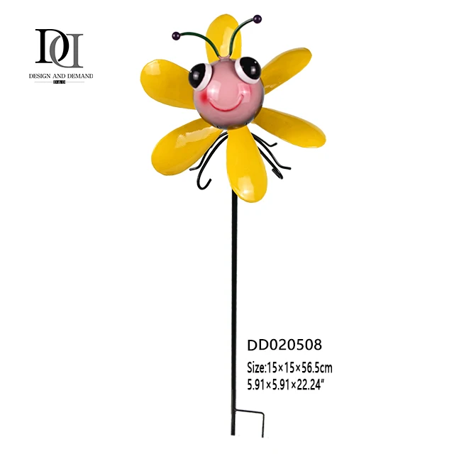 Rotating Design Metal Windmill Bee Wind Spinner stake garden sets  for garden decor