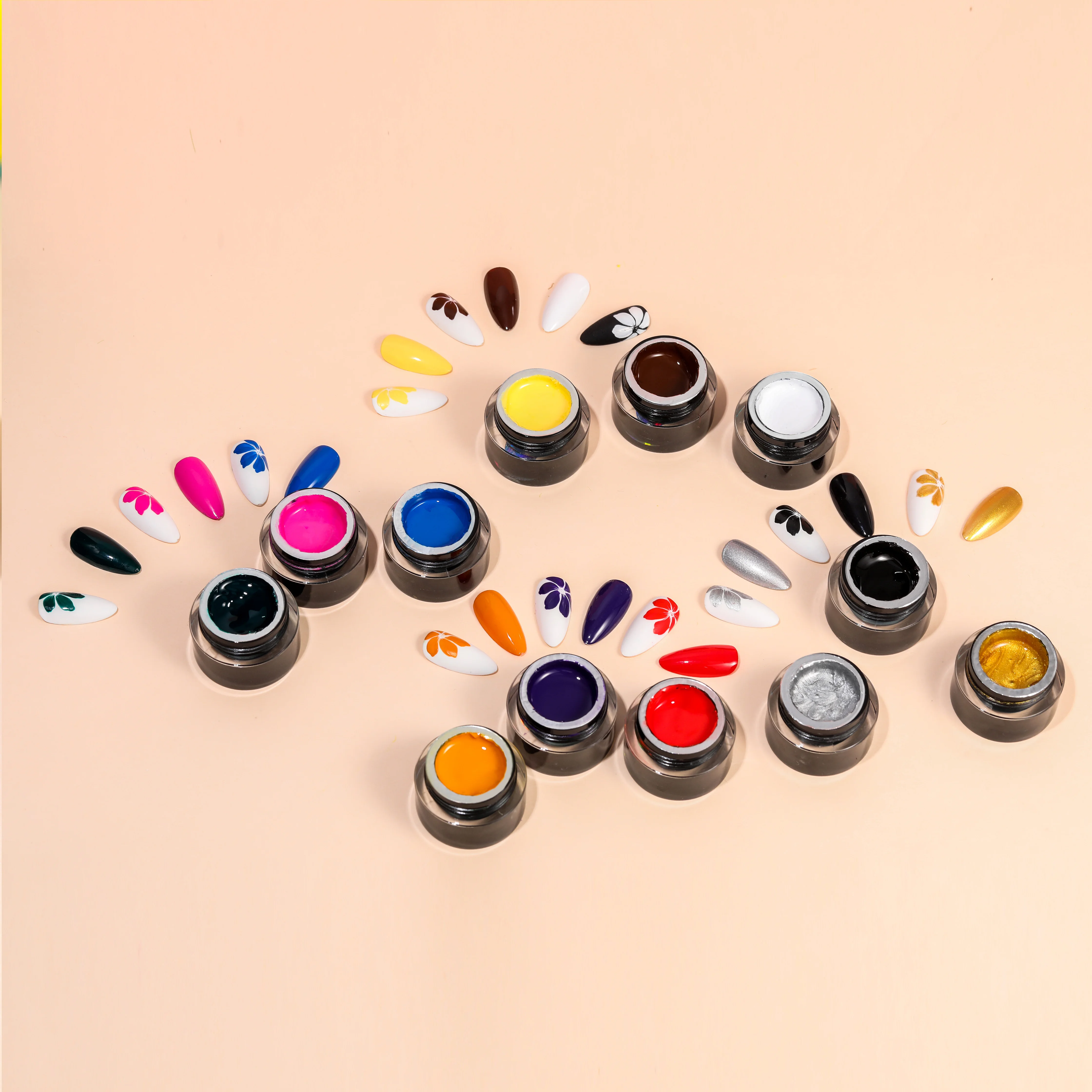 Nail Supplies High Pigment Painting Glue Polish Art UV Gel Paint Flowers Drawing Paintings 12 Colors Set Private Label