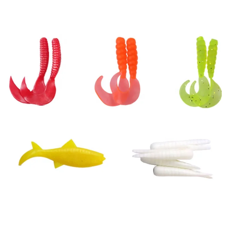 Fishing Lure Set Kit Combine With Soft Single Tail Worm And Lead Jig Head Fish Hook For Mandarin Fish Mandarin Bass