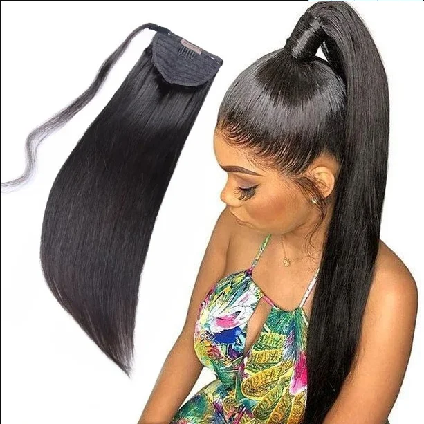 10-30 Inch Silky Straight Virgin Hair hair extension ponytail/ponytail extension/pony tail hair extensions