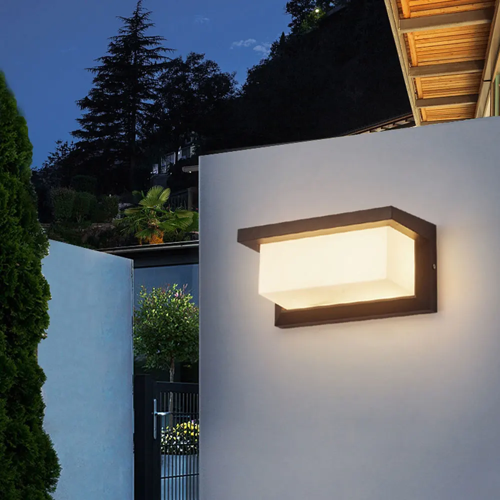 Modern Courtyard Outdoor LED Power Lighting Wall Mounted Square Lamp Bright Custom Corner Design 220V PC Garden House Indoor Use