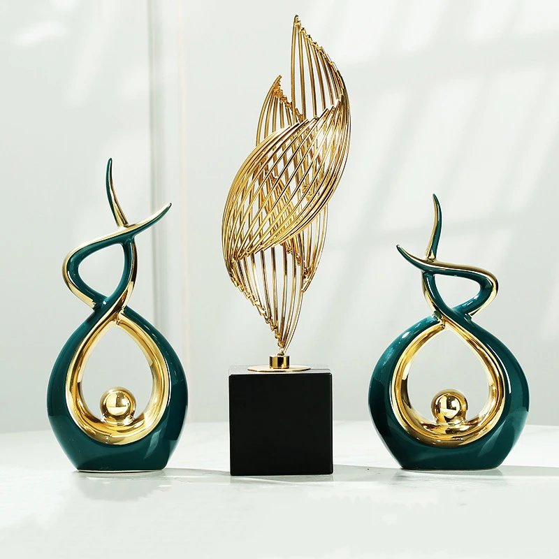New Design Luxury Northern Europe Style Abstract Home Decoration Plating Gold Ceramic Accessories Art Other Decor Ornaments