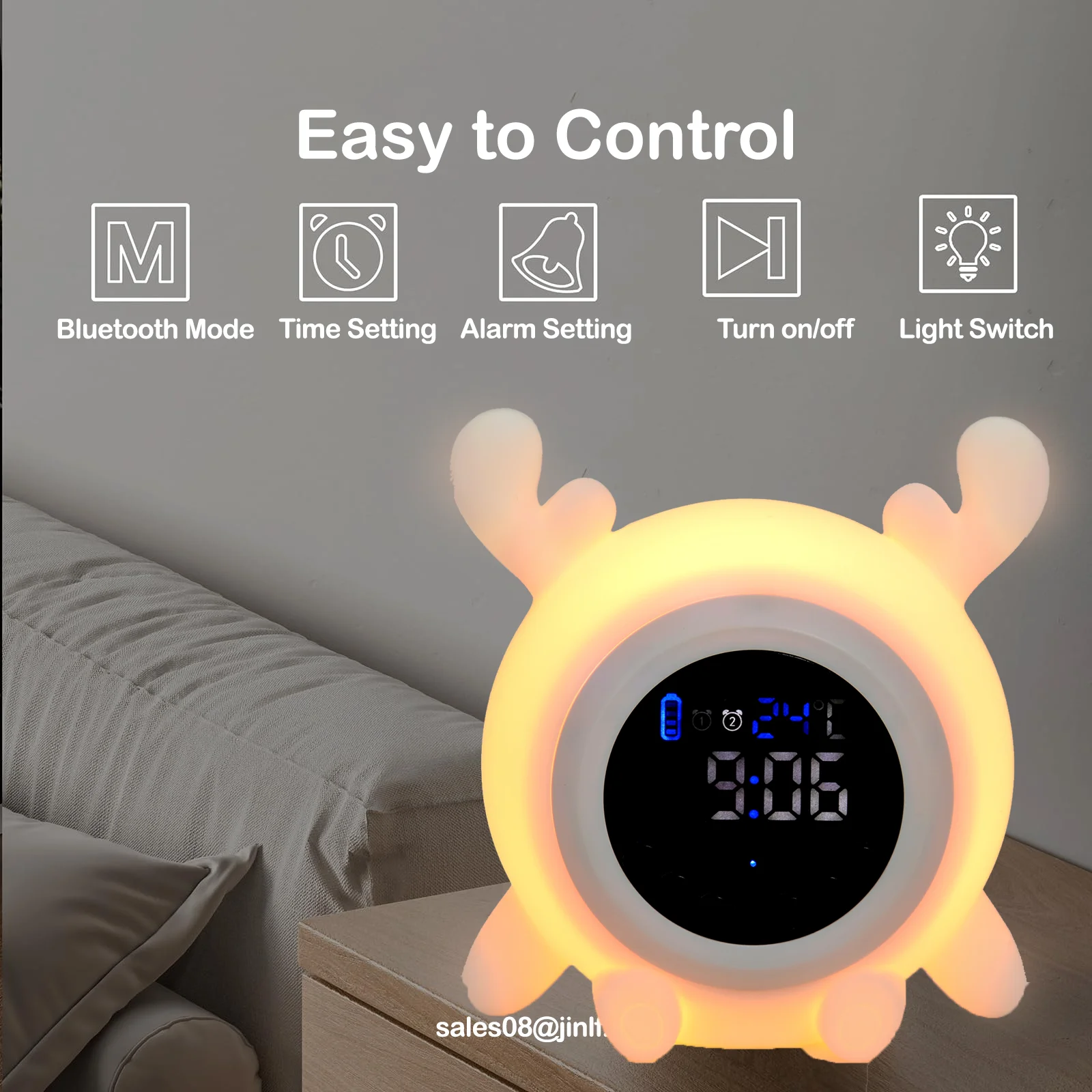 Wholesale Deer Sleep Trainer Clock Lamp Music Speaker Alarm Clock with Night Light Natural Sound with Ok to Wake Alarm Clock