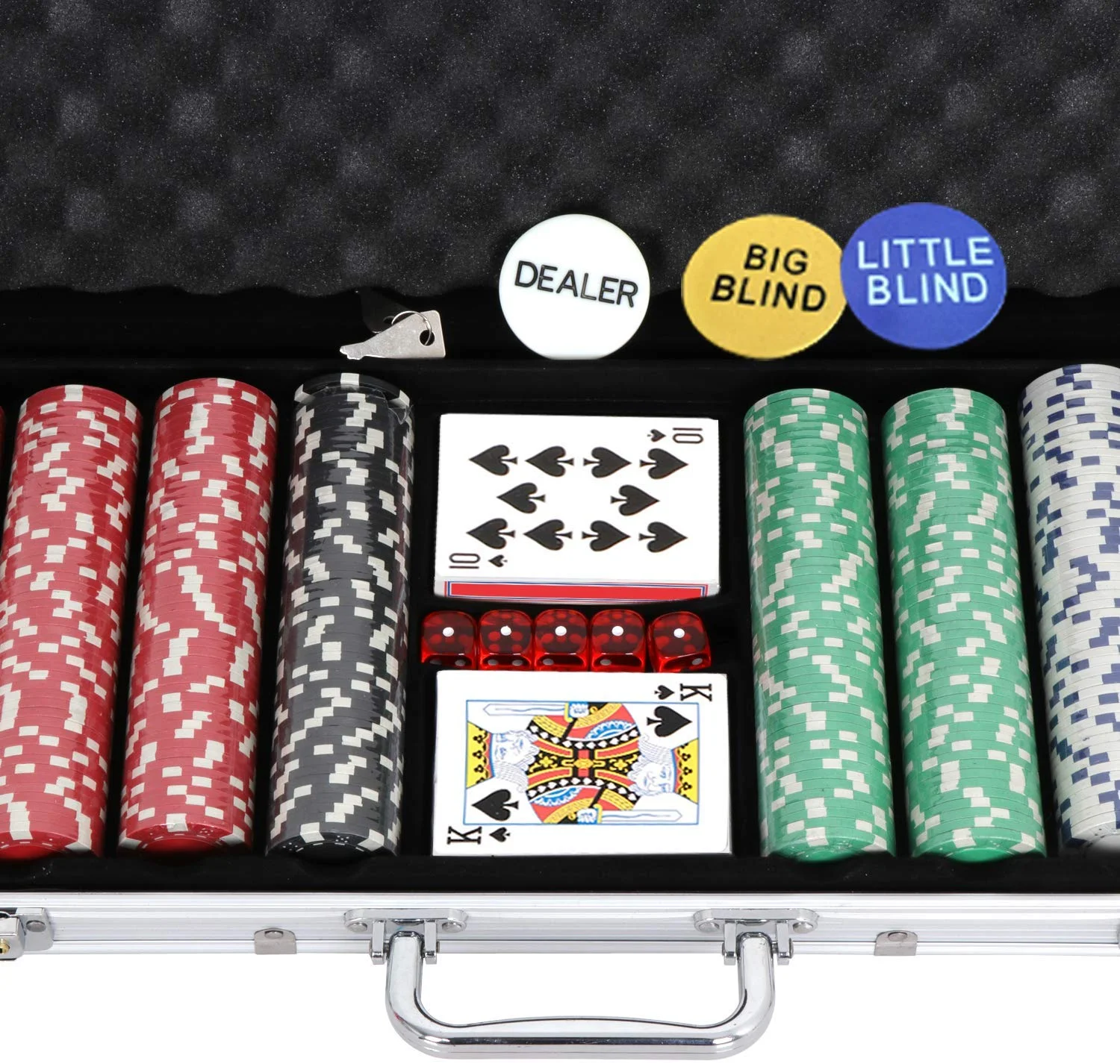 500 Poker Red&Green Chip Set 11.5 Gram Dice Style Clay Casino Poker Chips WITH Aluminum Case