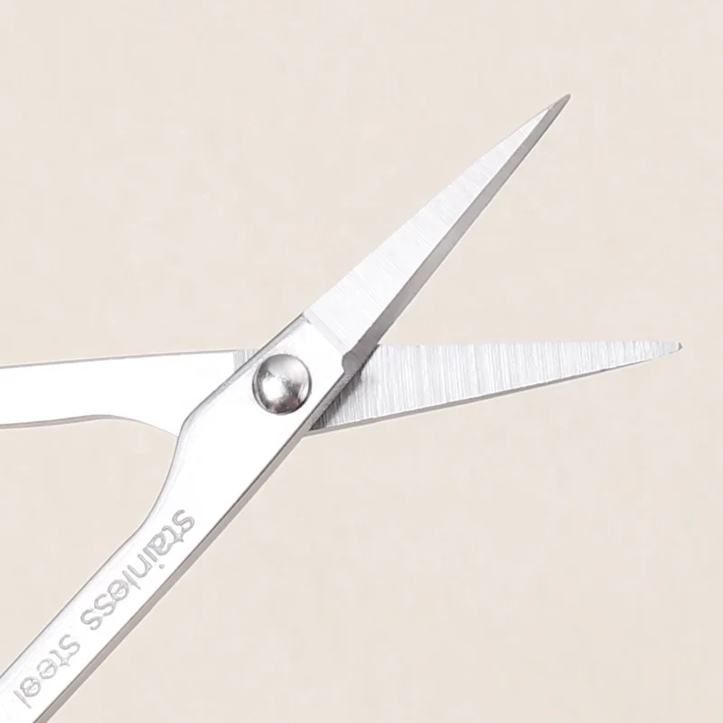 High Quality Stainless Steel Eyebrow Grooming Scissors Curved Straight Brow Shaping Scissors with Plastic Safety Cover