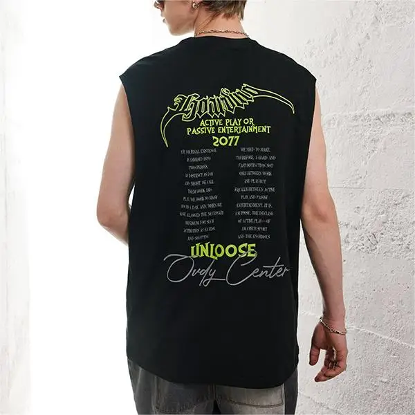 Streetwear Oversized Unisex Gym Tank Top Custom Cut Off Sleeveless T-shirt Printing Muscle Shirt Acid Wash Graphic Men Vest