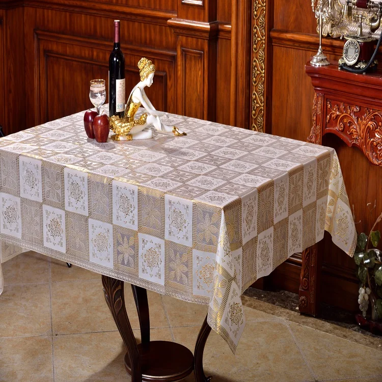 pvc plastic gold vinyl lace tablecloth roll long table runner table cover oilcloth table cloth 1.37*20cm