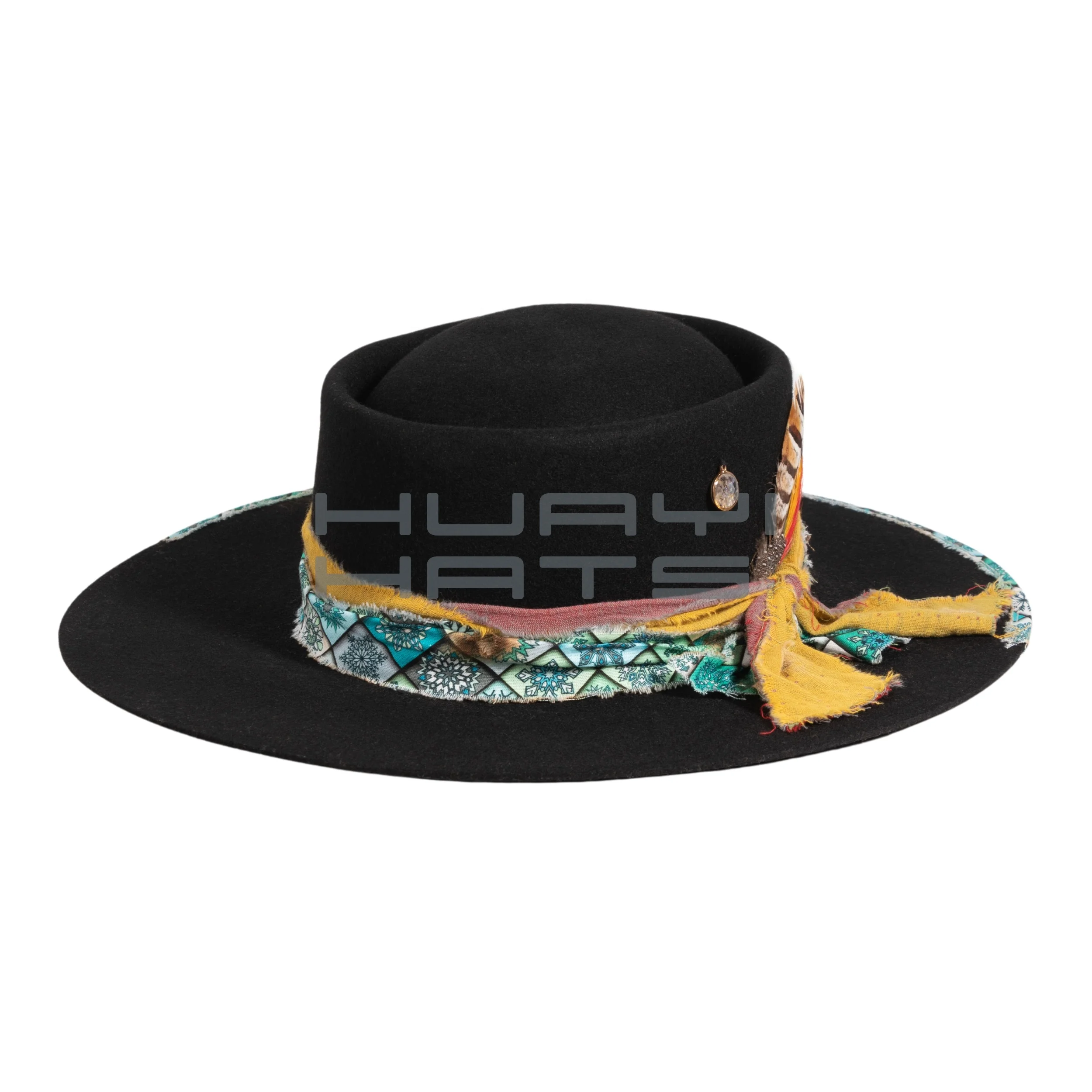 Huayihats готовые к отправке модные черные шляпы 100% австралийской шерсти