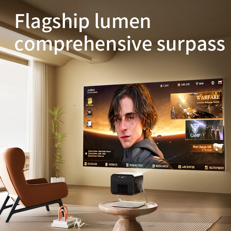 Portable 4K WiFi DLP Projector Auto Focus Lens LCD Pico Short Throw USB Screen 3D Gaming Movie Parties Includes Remote Control