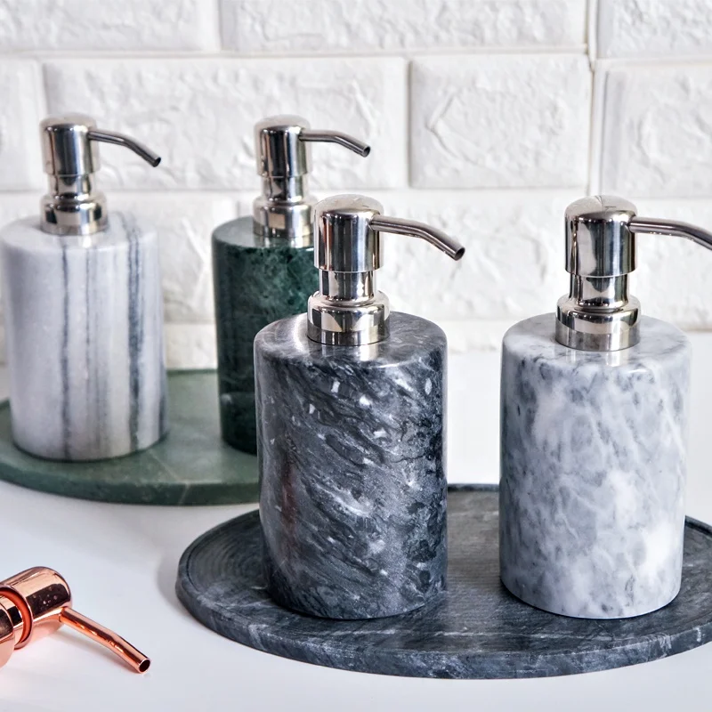 
Luxury Natural Stone Bath Accessories Bathroom Set Marble Bath Ware Liquid Oval Soap Dispenser Soap Tray Dishes 